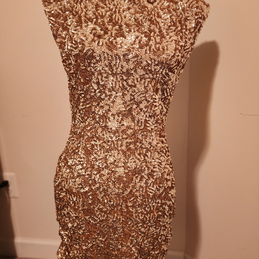 Alice + Olivia Shimmering Gold Mini Dress